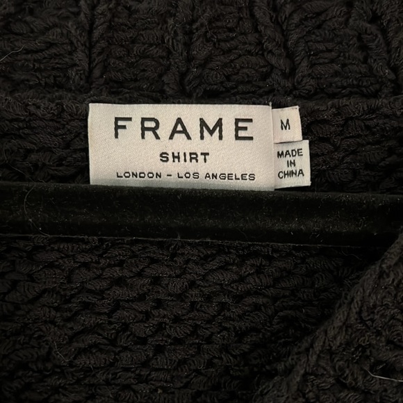 FRAME Black Textured V-Neck Sweater (Medium) - Picture 3 of 7